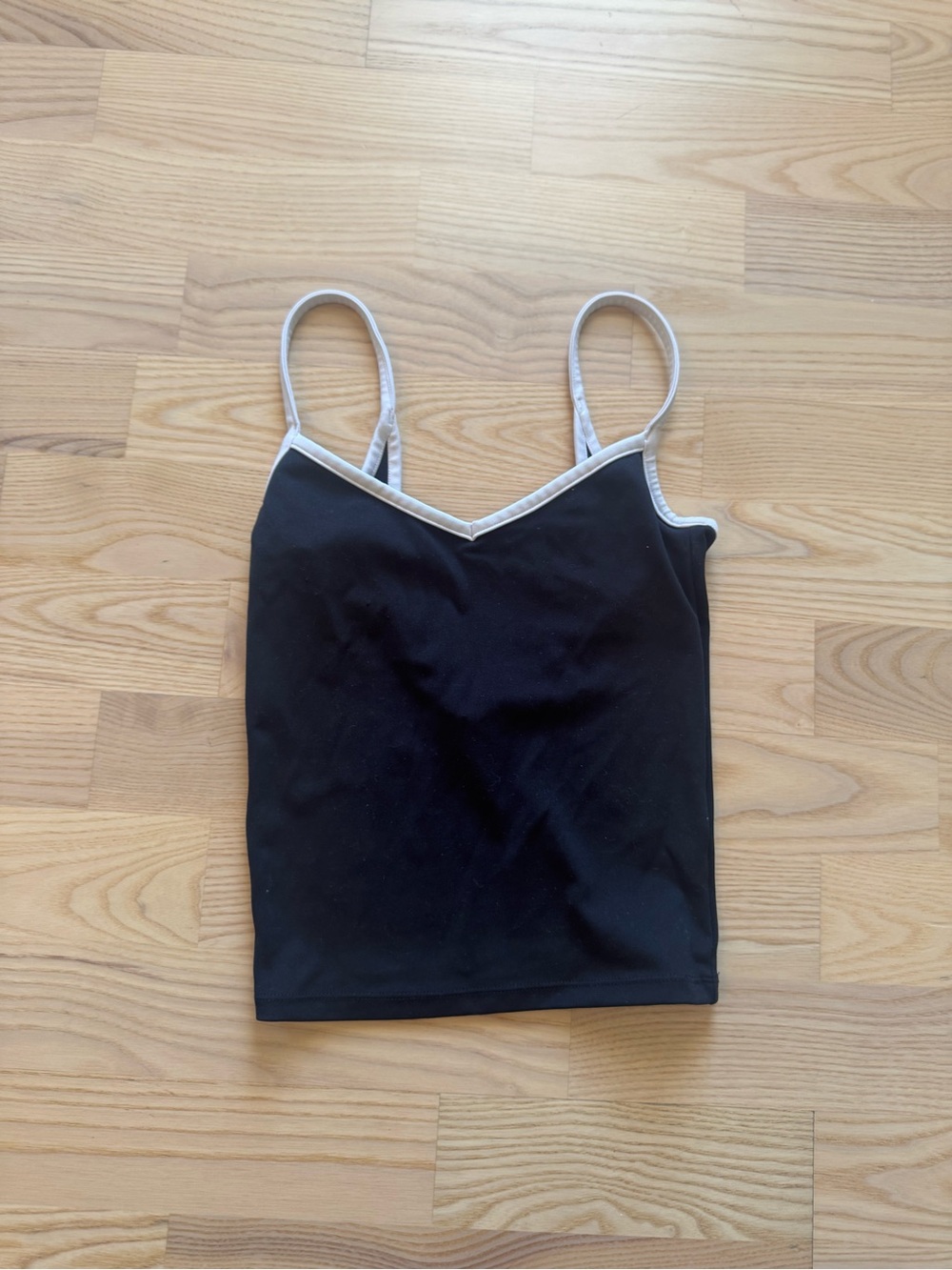 CSB Black Spaghetti-Strap Camisole with White Trim